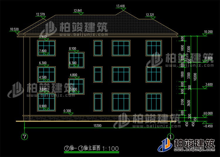 背立面图